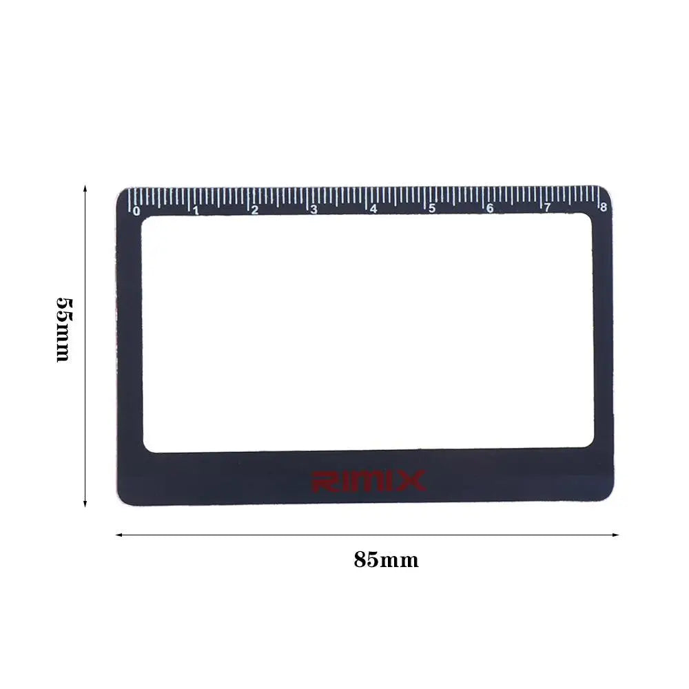 Black magnifying glass with measurements