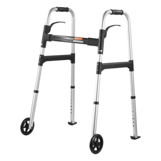Folding Aluminum Mobility Walker with Adjustable Height and Wheels