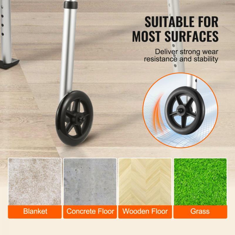 Folding Aluminum Mobility Walker with Adjustable Height and Wheels