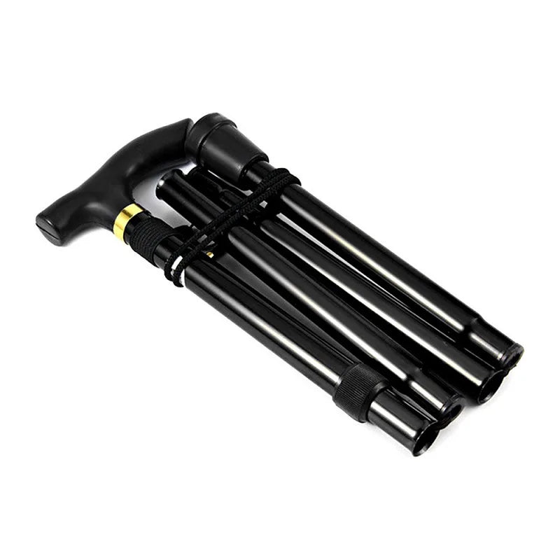 Black folding cane on a white background